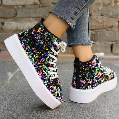Bianca à paillettes - Bottines baskets ultra confortables