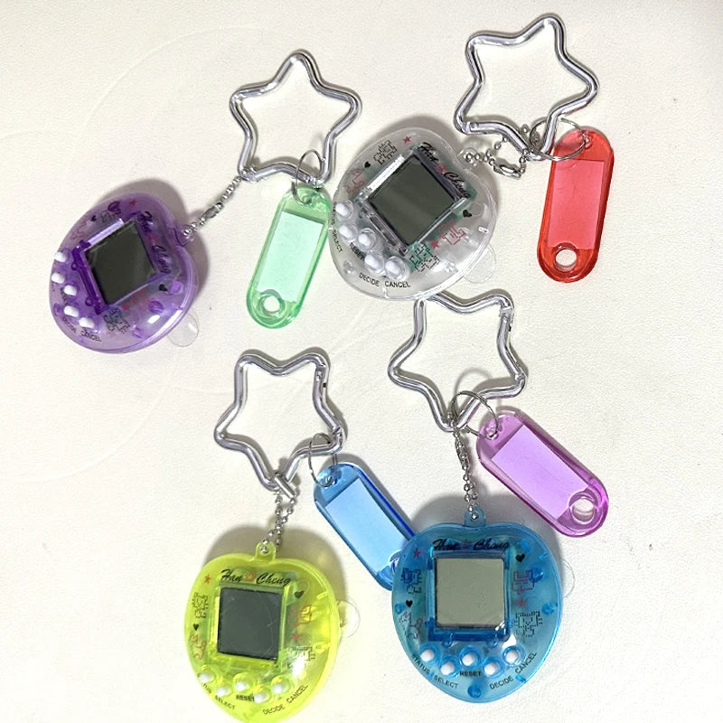 Porte-clés console de jeux arc-en-ciel coréen tendance Kawaii Harajuku Charm Y2K Cadenas cœur cristal DIY Pendentif porte-clés vintage