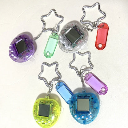 Porte-clés console de jeux arc-en-ciel coréen tendance Kawaii Harajuku Charm Y2K Cadenas cœur cristal DIY Pendentif porte-clés vintage