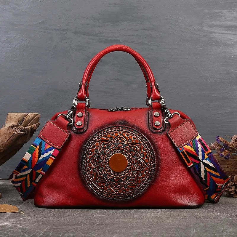 Sac Boston Camila Vintage – Fabriqué en cuir véritable de première qualité