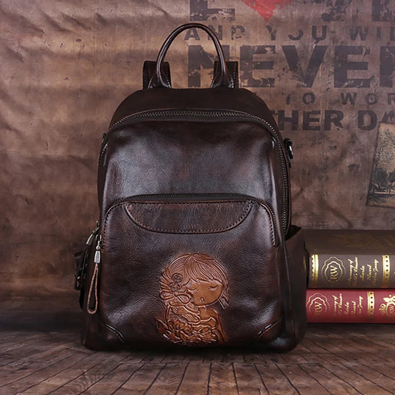 Mochila Vintage Laura – Em Couro Genuíno Premium