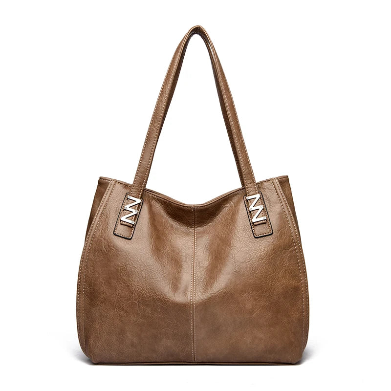 Grand sac à main pour femme en cuir PU souple, luxueux et élégant.