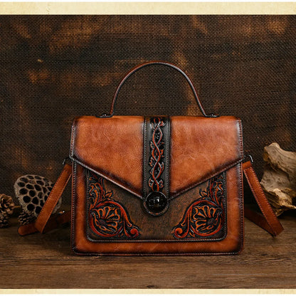 Sac carré vintage Elisa – Motif floral de haute qualité