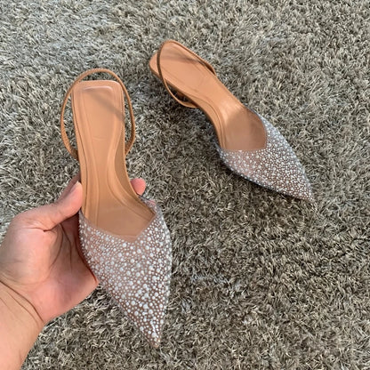 Isabella Pearl - Sandálias Slingback Elegantes com Pérolas