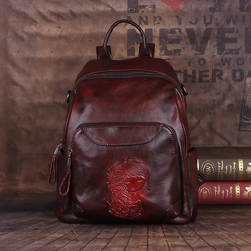 Mochila Vintage Laura – Em Couro Genuíno Premium