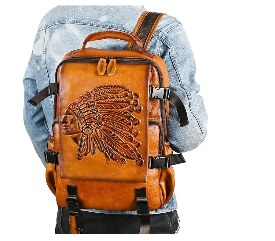 Sac à dos vintage Aurora haut de gamme – Fabriqué en cuir véritable de haute qualité