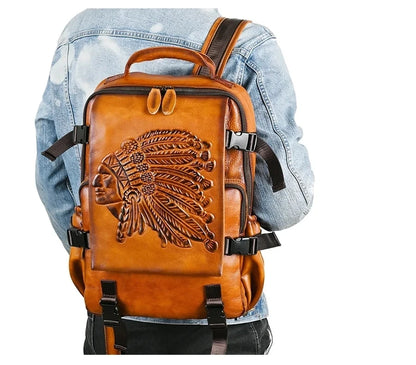 Sac à dos vintage Aurora haut de gamme – Fabriqué en cuir véritable de haute qualité