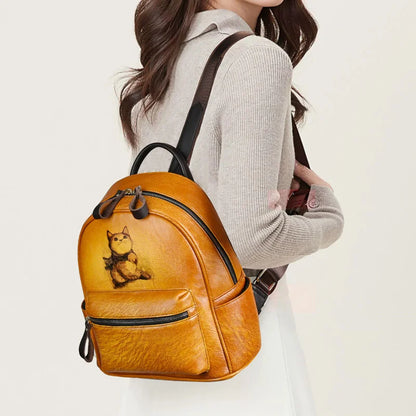 Sac à dos artistique vintage Clara – Fabriqué en cuir véritable de première qualité