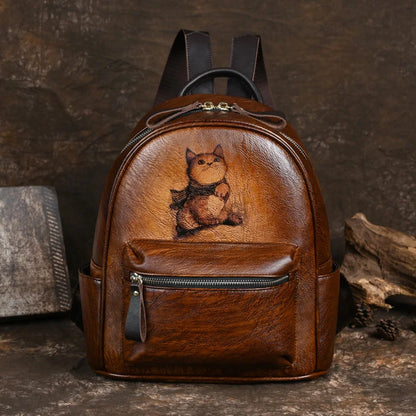 Sac à dos artistique vintage Clara – Fabriqué en cuir véritable de première qualité