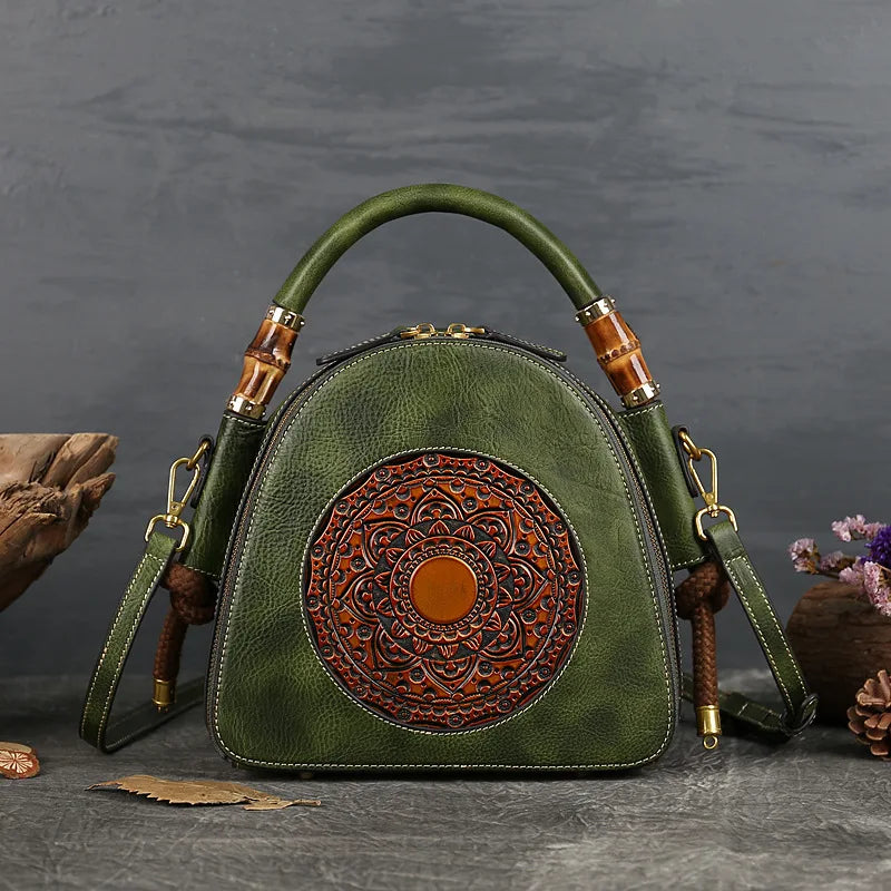 Sac coquillage oriental vintage Mei – Fabriqué en cuir véritable de qualité supérieure