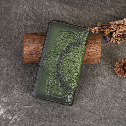 Portefeuille Mei Vintage à motif floral – Fabriqué en cuir véritable de qualité supérieure