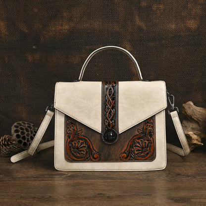 Sac carré vintage Elisa – Motif floral de haute qualité