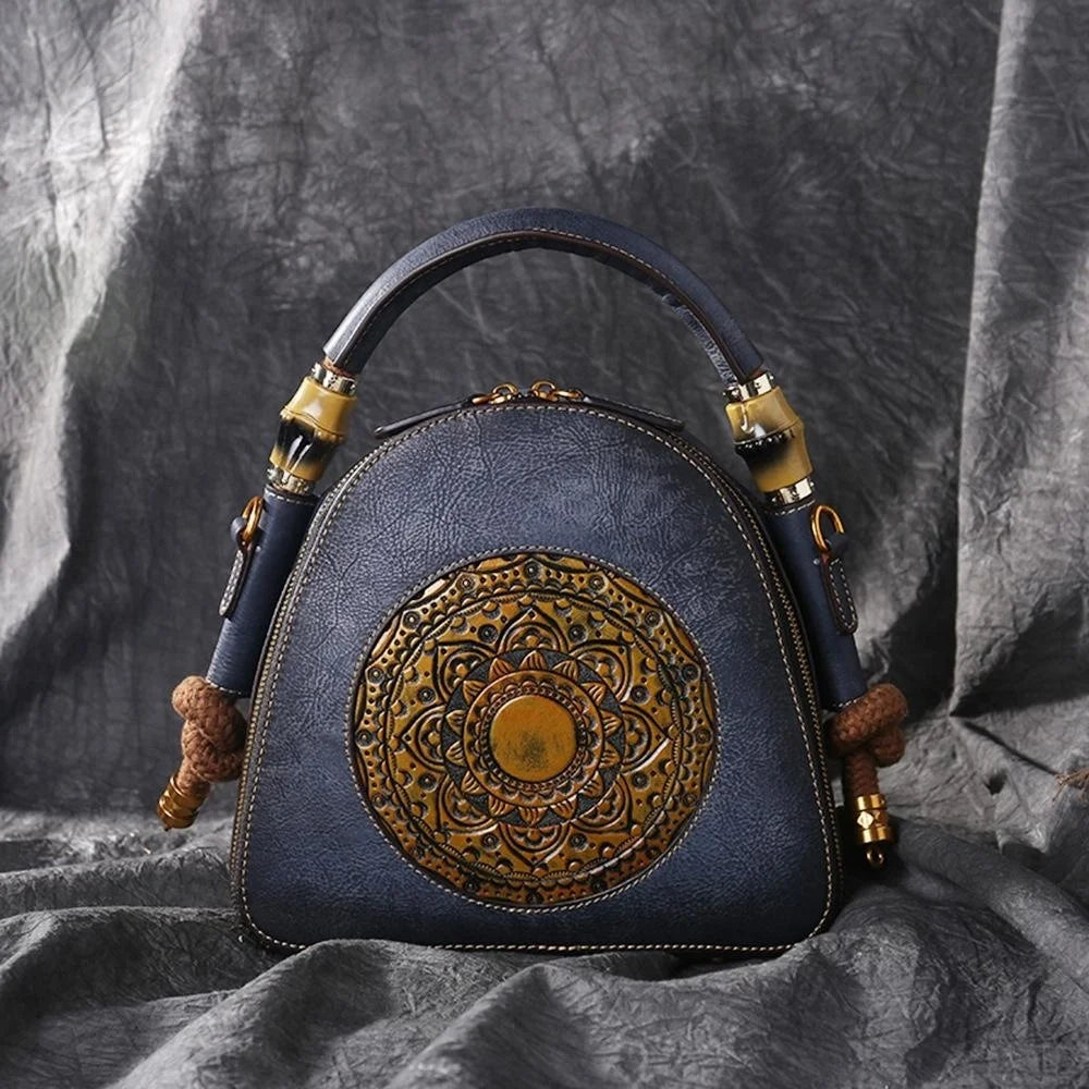 Sac coquillage oriental vintage Mei – Fabriqué en cuir véritable de qualité supérieure