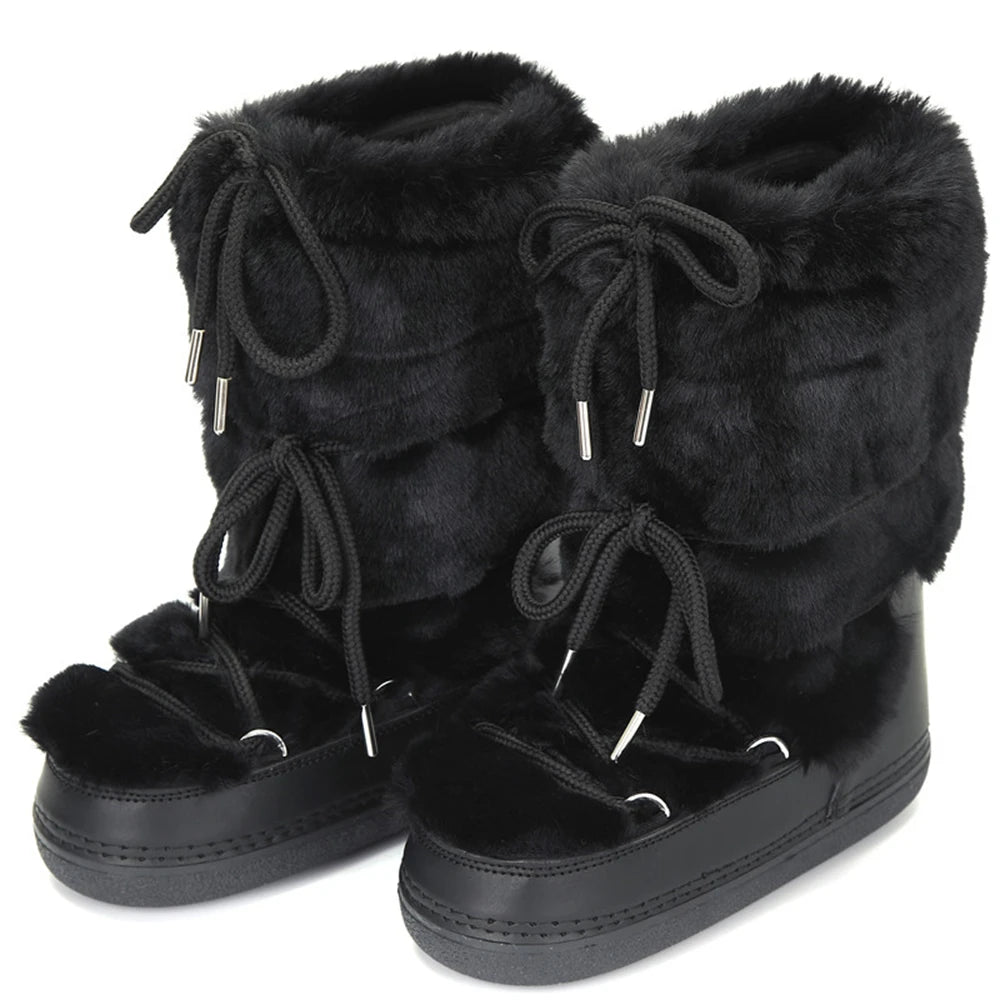 Gio Daux - Bottes en cuir véritable et textile