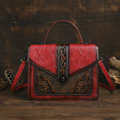 Sac carré vintage Elisa – Motif floral de haute qualité