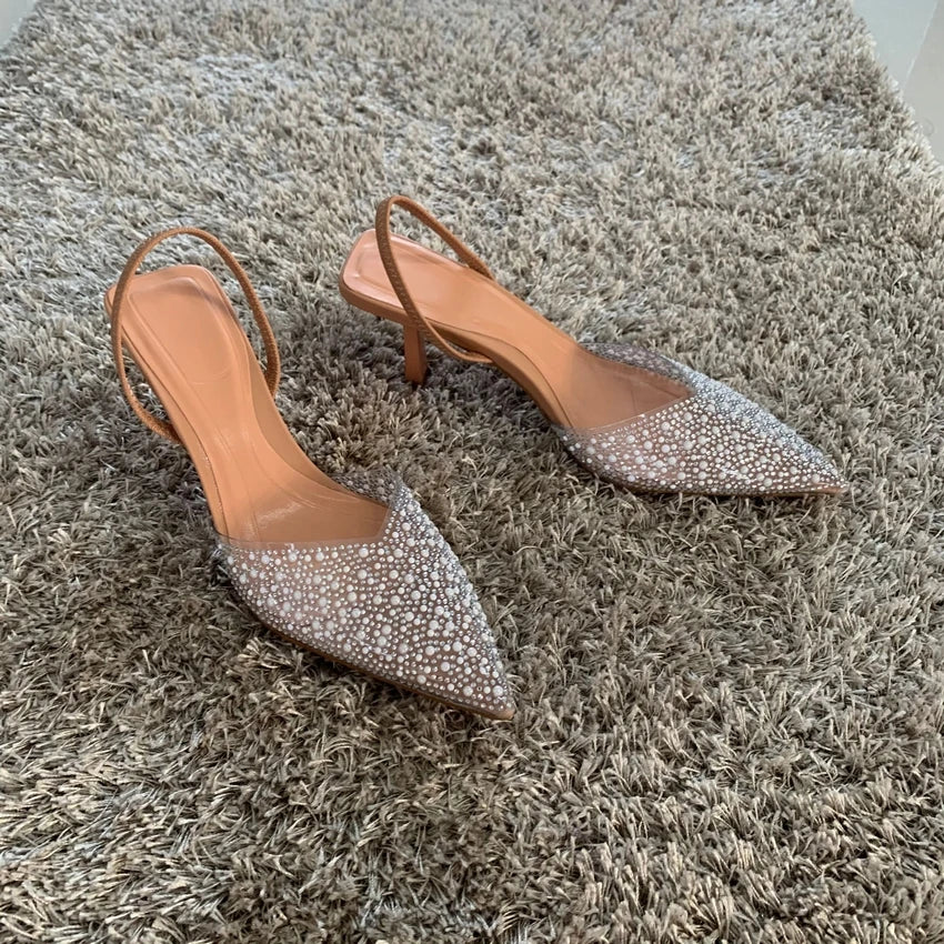 Isabella Pearl - Sandálias Slingback Elegantes com Pérolas