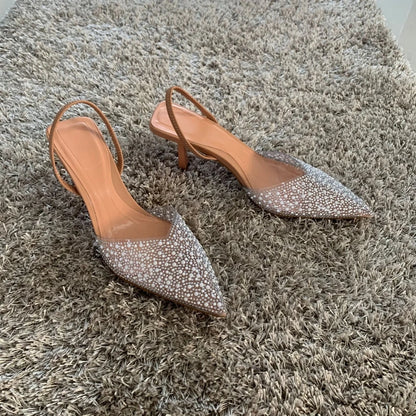 Isabella Pearl - Sandálias Slingback Elegantes com Pérolas