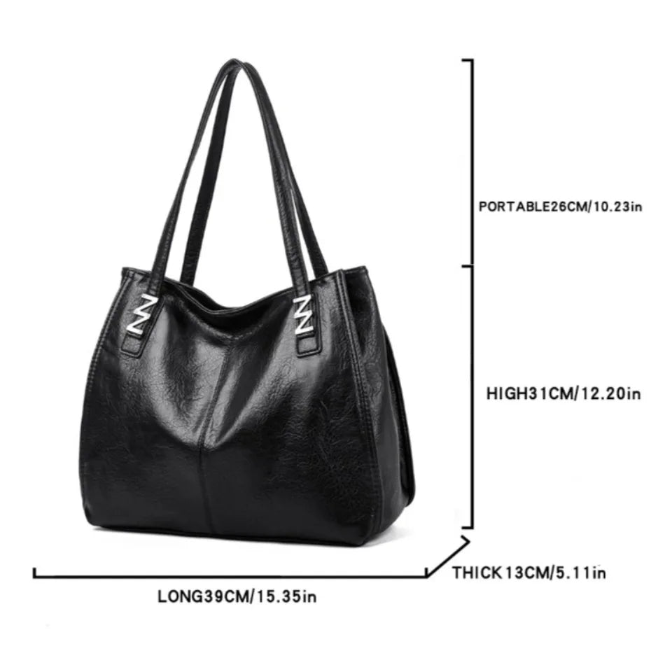 Grand sac à main pour femme en cuir PU souple, luxueux et élégant.
