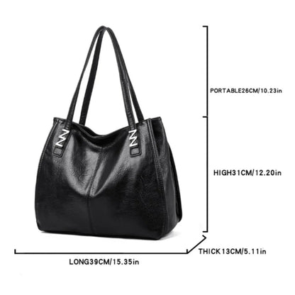 Grand sac à main pour femme en cuir PU souple, luxueux et élégant.