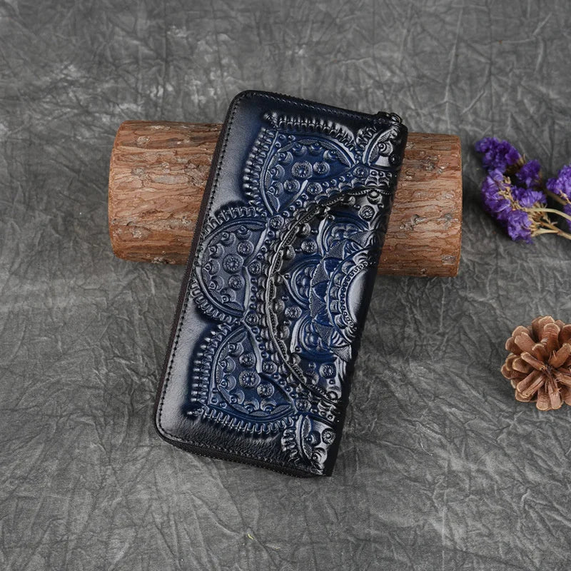 Portefeuille Mei Vintage à motif floral – Fabriqué en cuir véritable de qualité supérieure
