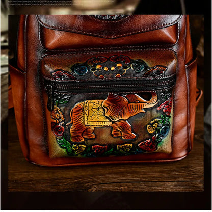 Sac à dos Maya Vintage Éléphant – Modèle antivol de haute qualité