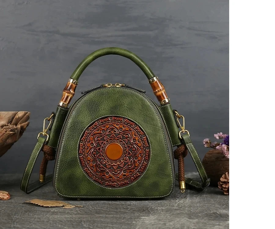 Sac coquillage oriental vintage Mei – Fabriqué en cuir véritable de qualité supérieure