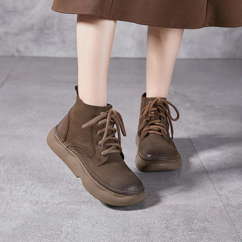 Bottes authentiques pour femmes avec semelle épaisse et bout large