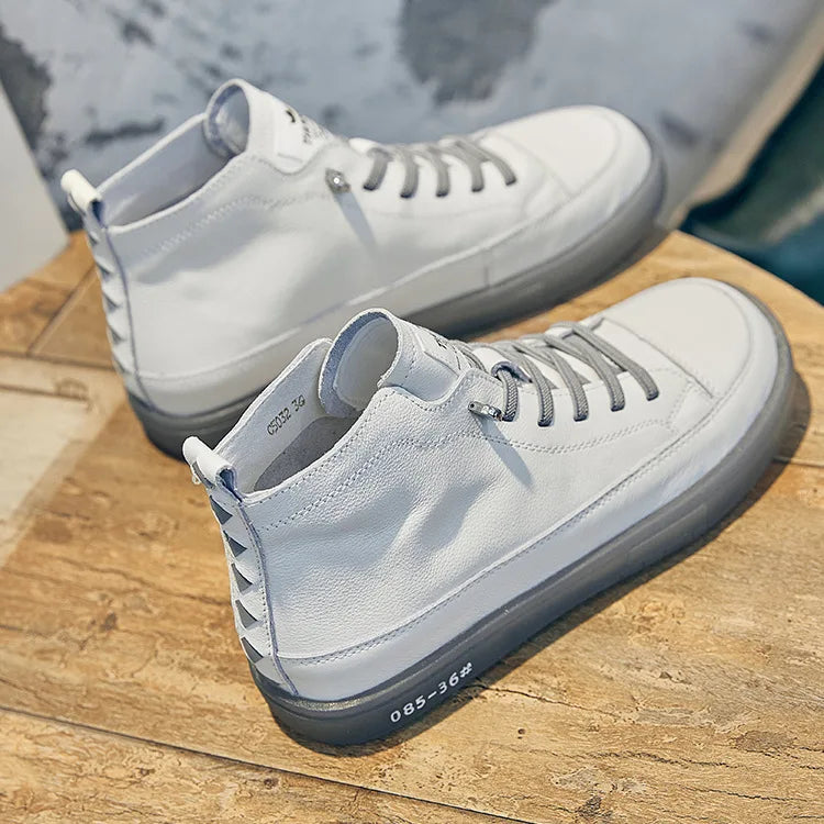 Baskets montantes en cuir véritable pour femmes