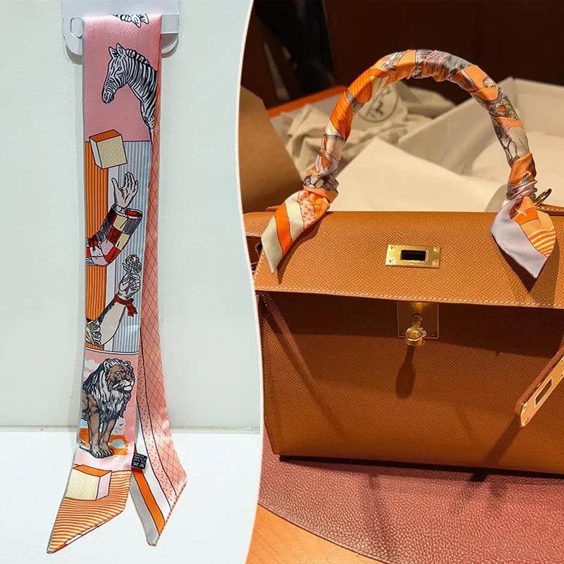 Nouveauté 2025 : bandoulière de sac en imitation soie, anse de sac, foulard en soie noué, ruban décoratif, petite banderole