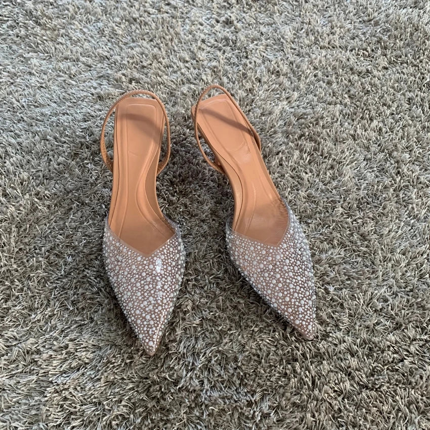 Isabella Pearl - Sandálias Slingback Elegantes com Pérolas
