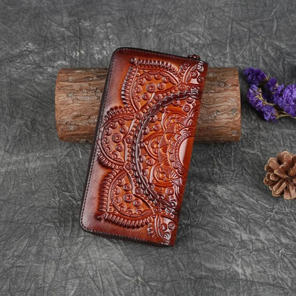 Portefeuille Mei Vintage à motif floral – Fabriqué en cuir véritable de qualité supérieure