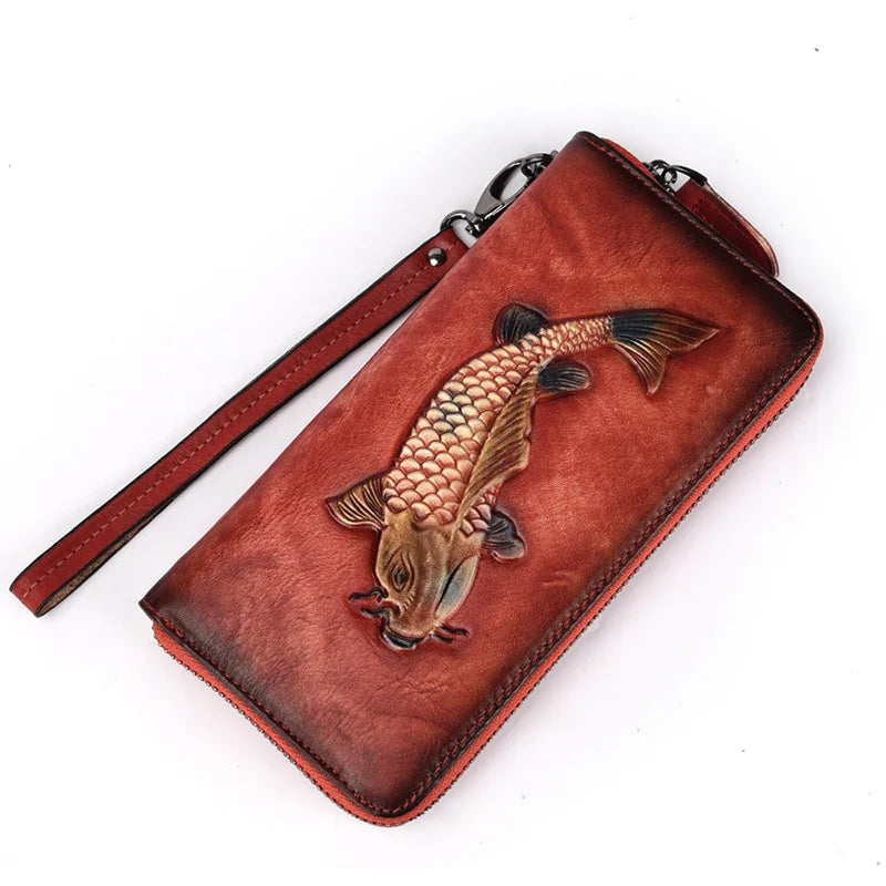 Portefeuille Koi Vintage – Fabriqué en cuir véritable de première qualité