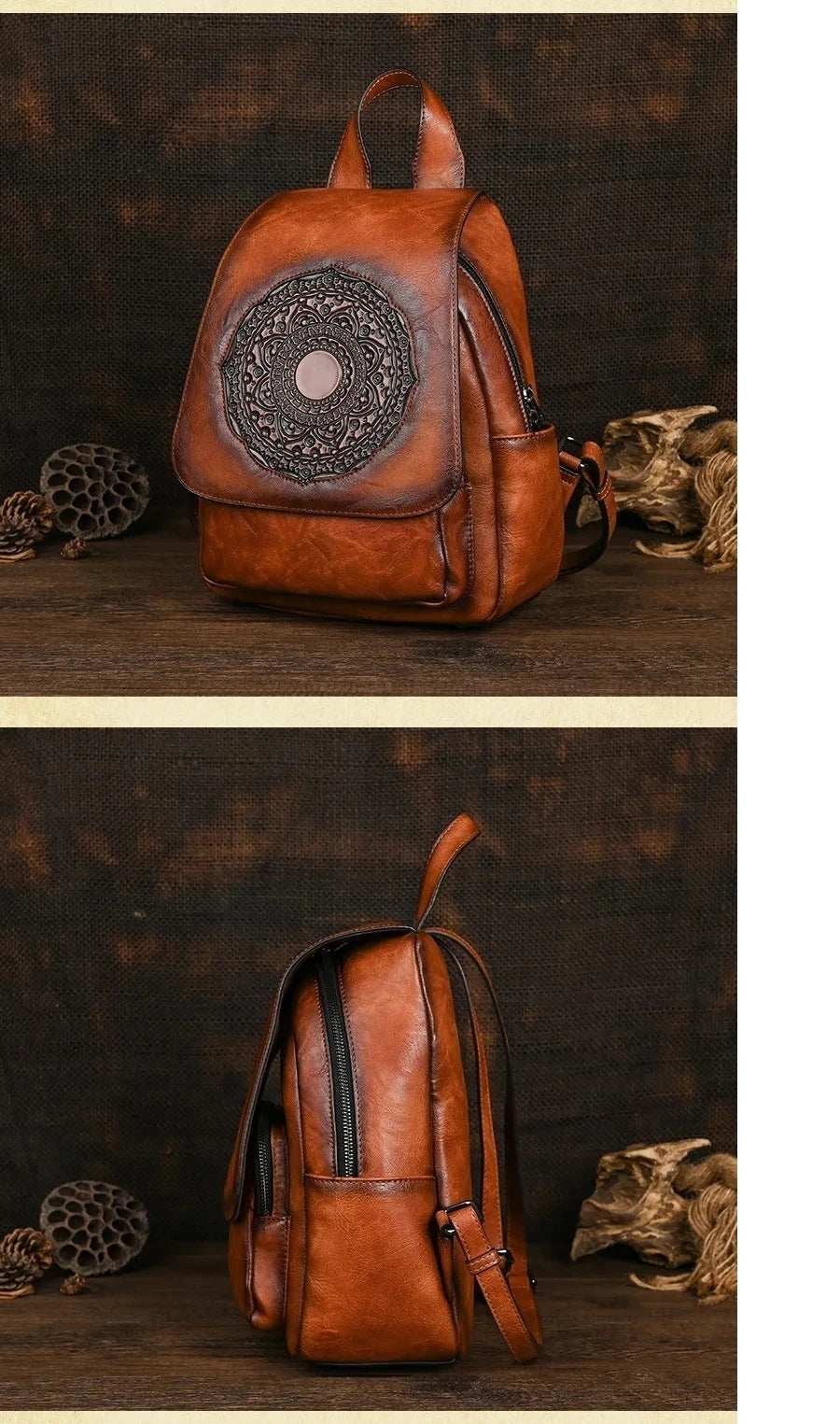 Sac à dos géométrique vintage Laura – Design élégant et de haute qualité