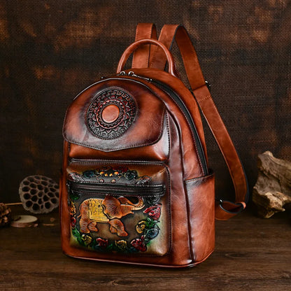 Sac à dos Maya Vintage Éléphant – Modèle antivol de haute qualité