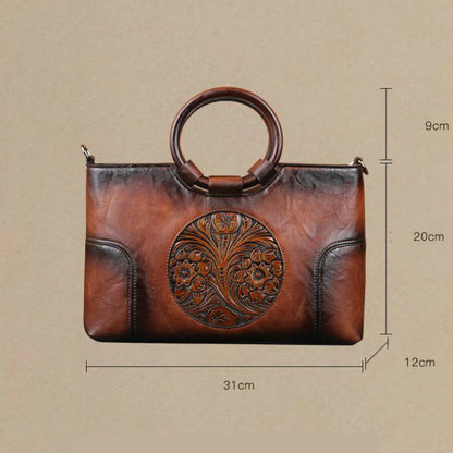 Sac vintage à motif camélia et fleurs – Finition élégante et de haute qualité