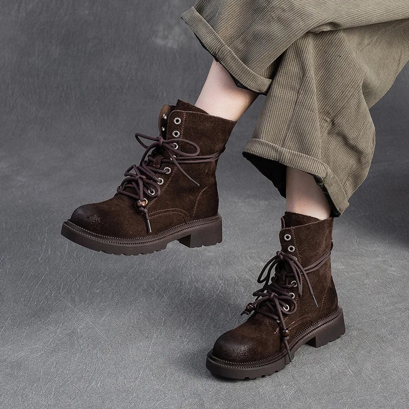 Bottes en cuir pour femme, mi-mollet, talon carré