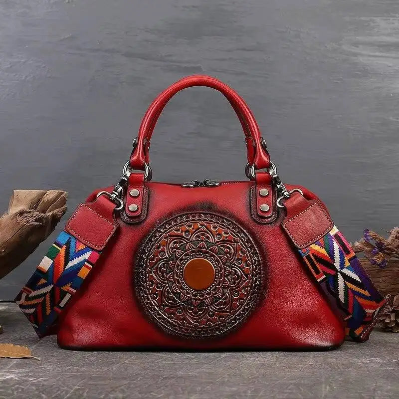 Sac Boston Serena Vintage – Fabriqué en cuir véritable de première qualité 
