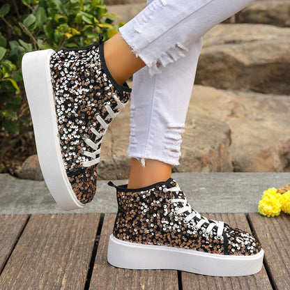 Bianca à paillettes - Bottines baskets ultra confortables