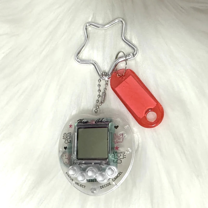 Porte-clés console de jeux arc-en-ciel coréen tendance Kawaii Harajuku Charm Y2K Cadenas cœur cristal DIY Pendentif porte-clés vintage