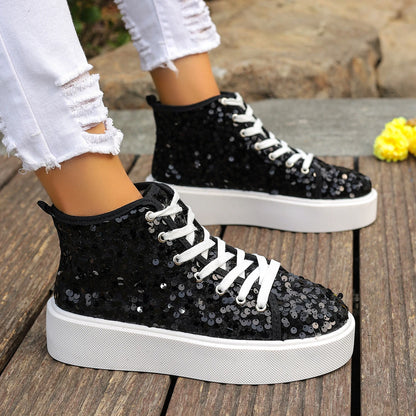 Bianca à paillettes - Bottines baskets ultra confortables
