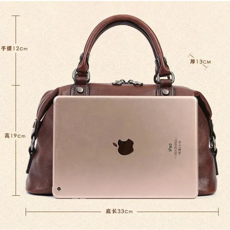 Sac Boston Camila Vintage – Fabriqué en cuir véritable de première qualité