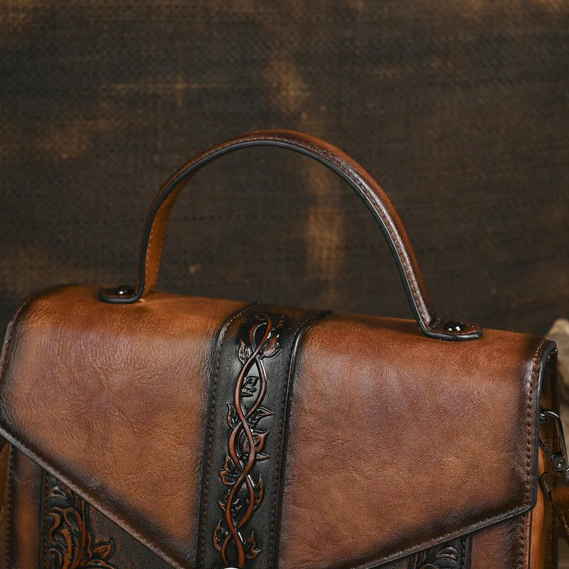 Sac carré vintage Elisa – Motif floral de haute qualité