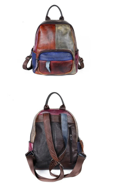 Sac à dos Diana Vintage Patchwork – Fabriqué en cuir véritable de première qualité