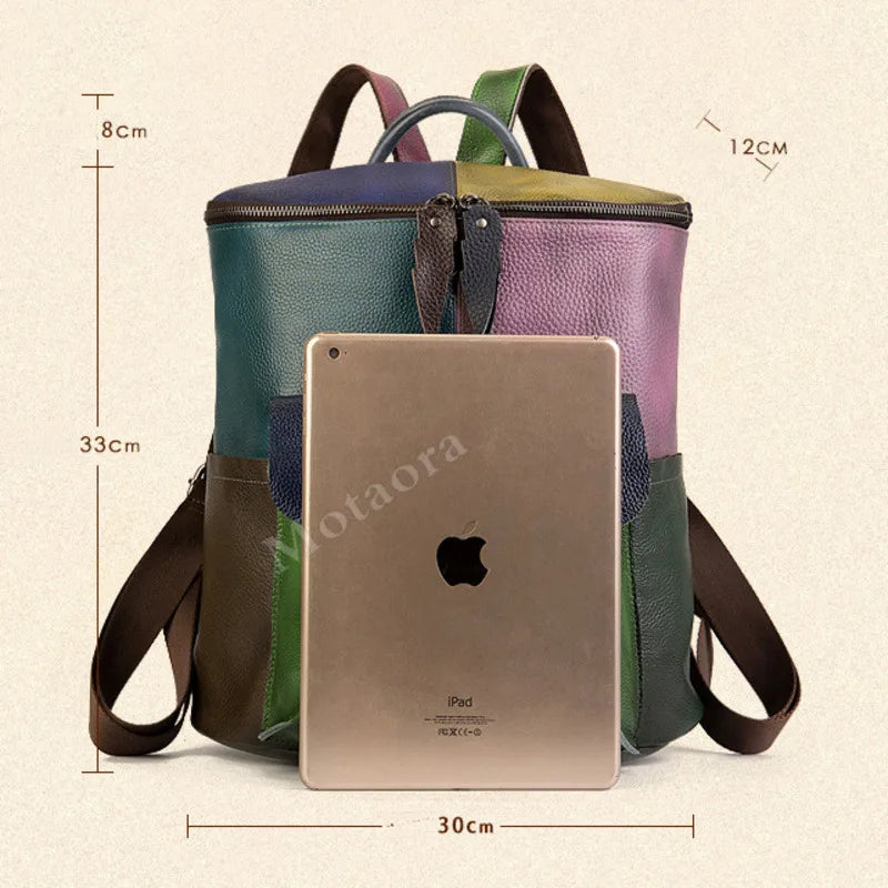 Sac à dos vintage Aurora Patch – Fabriqué en cuir véritable de première qualité 