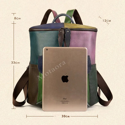 Sac à dos vintage Aurora Patch – Fabriqué en cuir véritable de première qualité 