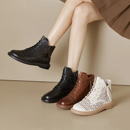 Bottes pour femmes GKTINOO, cuir véritable, découpes respirantes