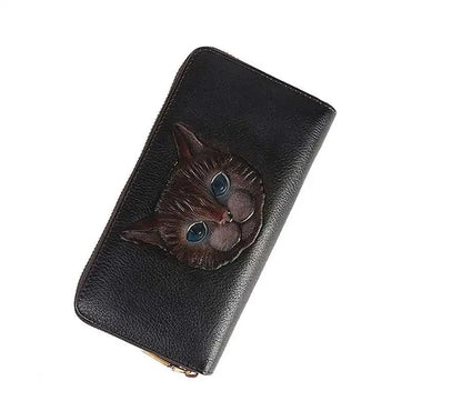 Portefeuille Luna Vintage Cat – Fabriqué en cuir véritable de qualité supérieure