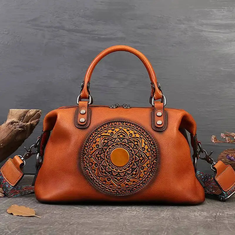 Sac Boston Serena Vintage – Fabriqué en cuir véritable de première qualité 