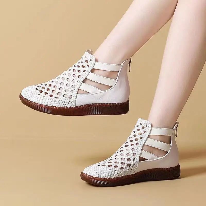 Bottine sandale RAFEZZI Cléopâtre - Confortable et élégante (Cuir véritable)
