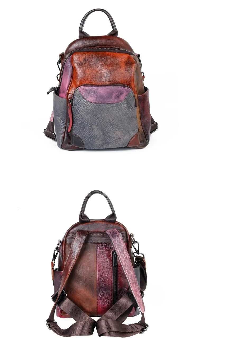 Sac à dos Diana Vintage Patchwork – Fabriqué en cuir véritable de première qualité